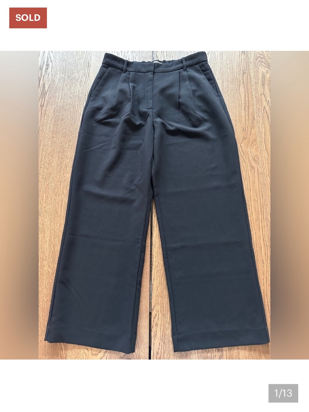 Abercrombie & Fitch Tailored Ultra High Rise Wide Leg Pants Trousers Black Sz 14